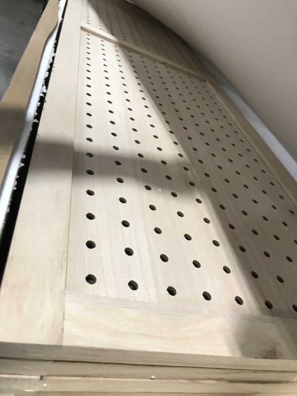 View 2 of 4-Panel Pegboard Display, Room Divider Wood Folding Privacy Screen Freestanding Display Board Organizer for Retail, Craft Show, Art Display?Natural