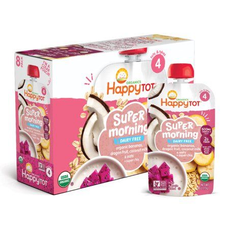 Photo 1 of Happy Tot Toddler Baby Food Bananas Dragonfruit Coconut Milk & Oats + Super Chia 4 Oz Pouch 8 Count EXP- 09/24/2024
 