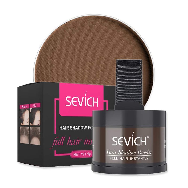 Photo 1 of Instantly Hair Shadow - SEVICH Hair Line Powder, Quick Cover Grey Hair Root Concealer with Puff Touch, 4g Medium Brown
