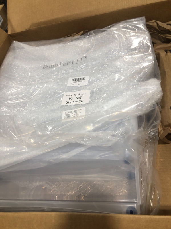 Photo 1 of DoubleFill 4 Pcs Plastic Storage Bin on Wheels with Handle for Kitchen Organization,Clear Food Storage Containers with Rollers Pantry Organizers and Storage for Cabinet Craft Office Toy