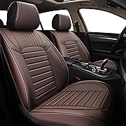 Photo 1 of Full Set Car Seat Covers - Faux Leather Non-Slip Vehicle Cushion Cover, Waterproof Car Seat Protectors Automotive Accessories for Most SUV Cars Pickup Truck Brown
