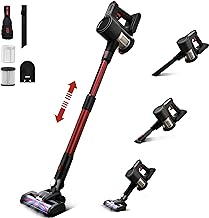 Photo 1 of Cordless Stick Vacuum Cleaner, 6-in-1 Lightweight Stick Vacuum w/250W Powerful Brushless Motor & Led Display, Portable Wireless Rechargable Vacuum for Home, Hard Floor (Black & Burgundy)
