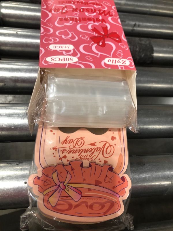 Photo 1 of 50 Pack Valentines Cards for Kids, Mason Jar Happy Valentines Day Cards, Funny Valentine Gifts - Classroom Exchange Party Favors (Candy Not Included)