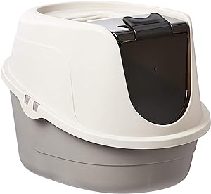 Photo 1 of Amazon Basics No-Mess Hooded Cat Litter Box, Large, Multicolor, 24 in x 18 in x 17 in
