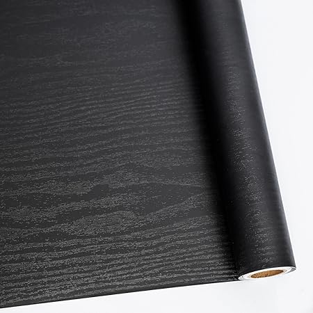 Photo 1 of Abyssaly 24" X 118" Black Wood Wallpaper Decorative Self-Adhesive Contact Paper Film Furniture Real Wood Tactile Sensation Surfaces Easy to Clean