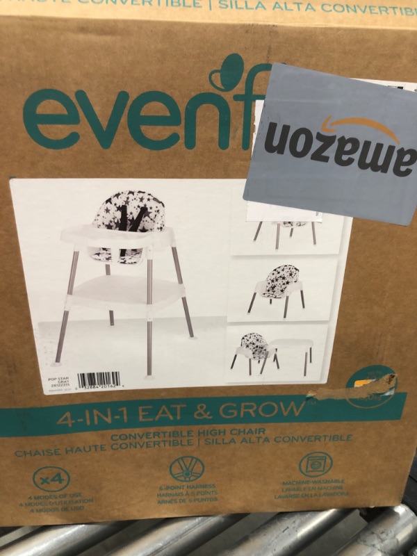 Photo 2 of Evenflo 4-in-1 Eat & Grow Convertible High Chair Pop Star Gray