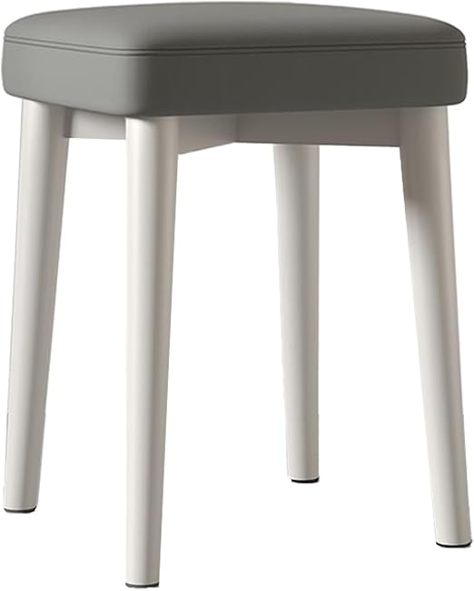 Photo 1 of HQHQHE Vanity Stool Chair, Soft Latex Padded Seat Chair, Foot Stool, Makeup Stool with Metal Legs & Anti-Slip Feet, Modern Square Ottoman Foot Rest, Vanity Stool for Makeup Room Bedroom, Grey