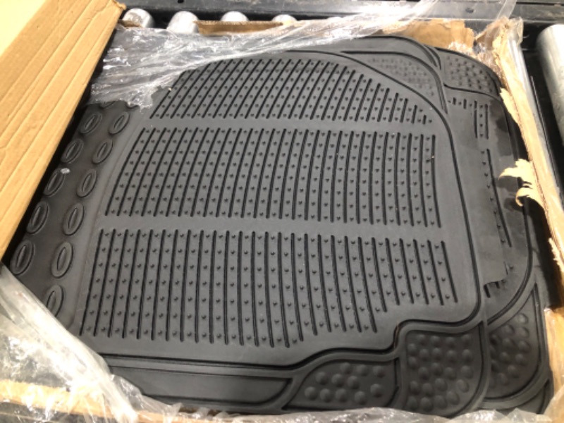 Photo 2 of Automotive Floor Mats Black ClimaProof for all weather protection Universal Fit for most Cars, SUVs, and Trucks (Trimmable Heavy Duty 3 Row 4pc Full Set) FH Group F11306BLACK-3ROW 3 Row Black