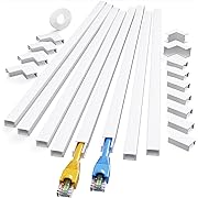 Photo 1 of Yecaye 125in Cord Hider - One-Cord Cable Concealer - Cord Cover Wall with 13 Parts - Easy Install Cable Management Kit for 2 Small Wires, Cable Raceway Home Office, 8X L15.7in W0.59in H0.4in, White
