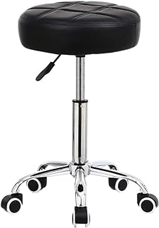 Photo 1 of KKTONER Round Rolling Stool Chair PU Leather Height Adjustable Shop Stool Swivel Drafting Work SPA Medical Salon Stools with Wheels Office Chair Black
