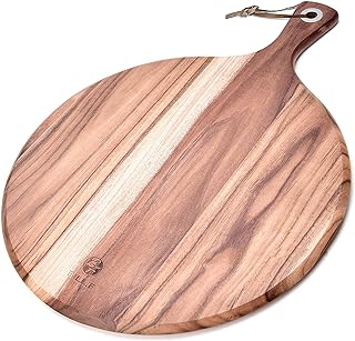 Photo 1 of BILL.F Wood Pizza Peel 16 Inch,16" Acacia Wood Round Cutting Board with Handle Pizza Board for Kitchen Charcuterie Decorative Board 16”