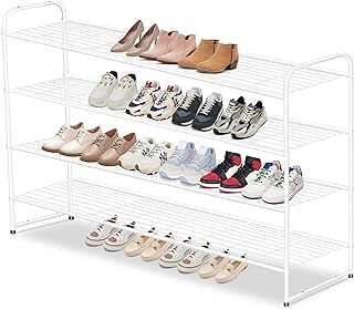 Photo 1 of  4 Tier Long Metal Shoe Rack for Closet Wide Stackable Shoe Organizer for Entryway, Bedroom, Floor,