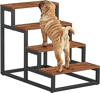 Photo 1 of Snughome Dog Stairs with Hanging Baskets for Small Pet Wooden Dog Steps for High Beds Couch and Sofa Pet Stairs with Removable Cover Non-Slip Dog Stairs Sturdy Iron Frame, 4 Step