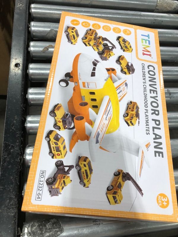 Photo 1 of TEMI Toddler Airplane Toys for 3 Year Old, Toy Airplane for Boys Age 4-7, Large Spray Transport Airplane Toy with 12 Construction Vehicles, Toys for 3 4 5 6 7 8 Years Old
