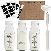 Photo 1 of Breast Milk Pitcher | Set of 3 Glass Breastmilk Storage Bottles, Pour Spout & Silicone Spatula | Breast Milk Container w/ Chalkboard Labels & Pen | Ideal Breastmilk Storage Pitcher for Baby Shower
