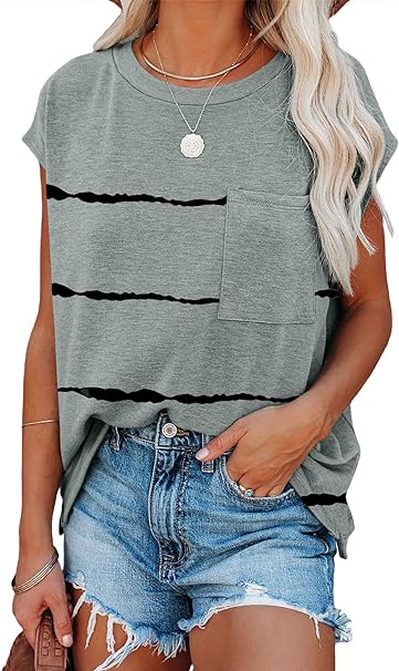 Photo 1 of Biucly Womens Summer Tops Casual Loose Batwing Short Sleeve Tees Shirts with Pocket ZISE XL 
