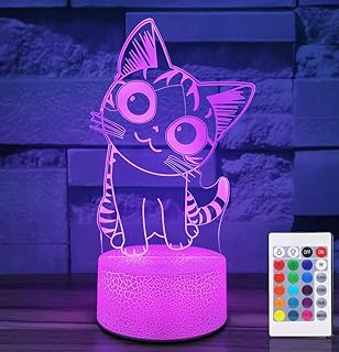 Photo 1 of Cat Night Light for Girls,3D Optical Illusion Lamp 16 Colors Dimmable Cat Led Light with Remote & Luminous Base,Cat Gifts for Women Teens Boys Girls Kids Christmas Gifts
