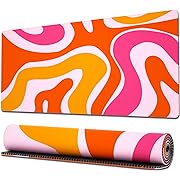 Photo 1 of Ovenbird Gaming Mouse Pad with Stitched Edges, Boho Aesthetic Pink Mouse Pad Abstract, Extended XL Mousepad with Anti-Slip Base, Cute Large Mouse Pad for Desk, 31.5 x 11.8 in, Pink Swirl
