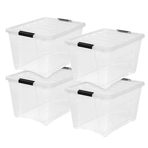 Photo 1 of *PARTIAL SET* Iris Usa 4 Pack 53 Quart Stackable Plastic Storage Bins with Lids and Latching Buckles, Clear, Containers with Lids and Latches, Durable Nestable