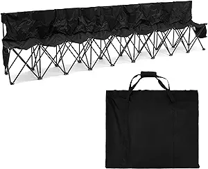 Photo 1 of Kigley 9 Seater Folding Soccer Bench Chair Portable Team Sports Sideline Bench for Football Camp Travel Events Outdoor Seating with Storage Bag, Black