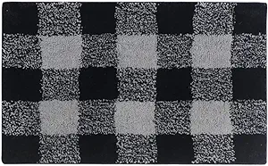 Photo 1 of Autohigh Small Bathroom Rugs Non-Slip Backing Microfiber Shaggy Bath Mats Decor 17.7 x 25.6 in (Black Grid) - STOCK PICTURE ONLY FOR REFERENCE***
