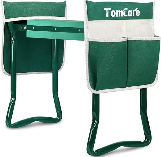 Photo 1 of TomCare Upgraded Garden Kneeler Seat Widen Soft Kneeling Pad Garden Tools Stools Garden Bench with 2 Large Tool Pouches Outdoor Foldable Sturdy Gardening Tools for Gardeners, Green