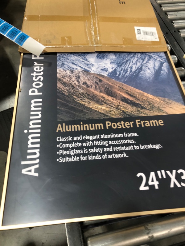 Photo 2 of 24x36 Poster Frames, Plexiglass, Matte Gold Aluminum Snap Frame, Front-loading Frame for Wall (1PCS) Matte Gold 24x36-1pcs