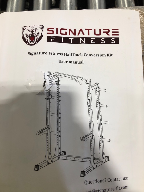 Photo 5 of Signature Fitness 1,000 Pound Capacity 3” x 3” Power Cage Power Rack Squat Stand, Includes J-Hooks and Safety Spotter Arms, Optional Conversion Kits and Accessories Half Rack Convert Kit
