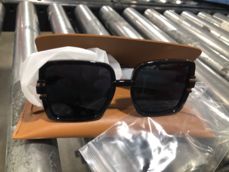 Photo 1 of DSME Trendy Oversized Designer Sunglasses Black Square Style Frame with TAC Polarized UV400 Lens