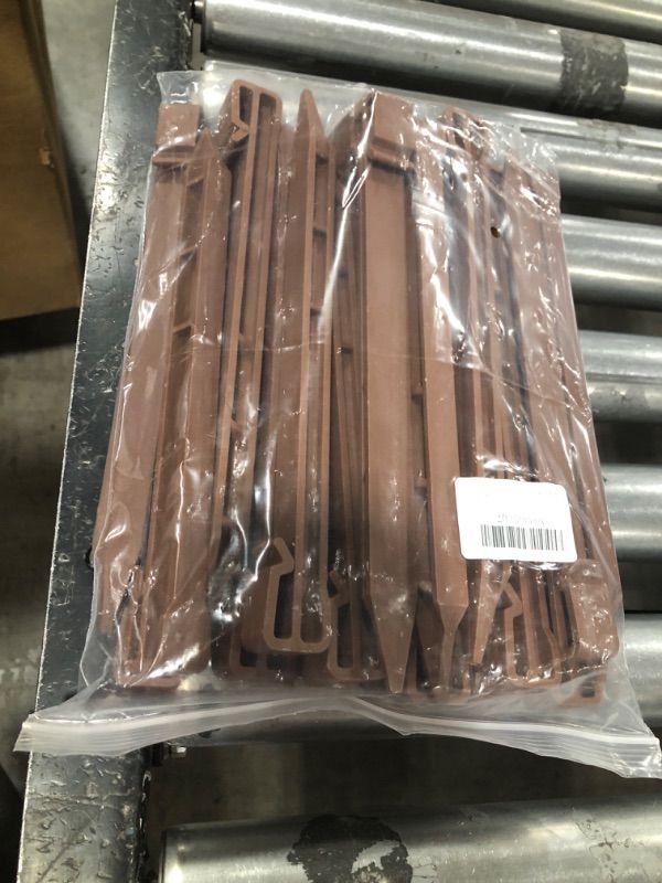 Photo 2 of 10" Inch Plastic Landscape Edging Stakes, Anchoring Spikes for Paver Edging, Weed Barriers, Turf, Tent, Weed Barrier, Timber, Carpentry, Tent etc. (25 PC, Brown) 25 PC Brown