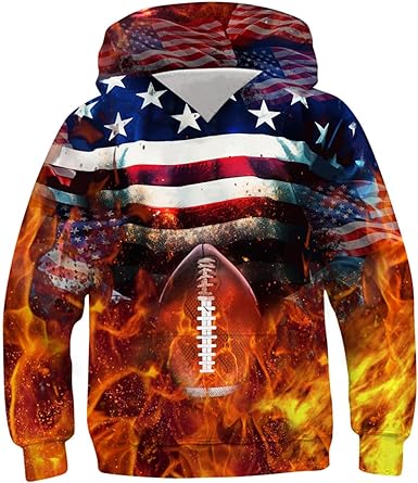 Photo 1 of Enlifety Boys Girls 3D Graphic Hoodies Novelty Hooded Pullover with Pocket Spring Autumn Casual Hoody Sweatshirts 