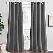 Photo 1 of NICETOWN Bedroom Blackout Curtains Panels - Triple Weave Energy Saving Thermal Insulated Solid Grommet Blackout Draperies for Patio (1 Pair, 55 inches by 90 Inch, Grey)
