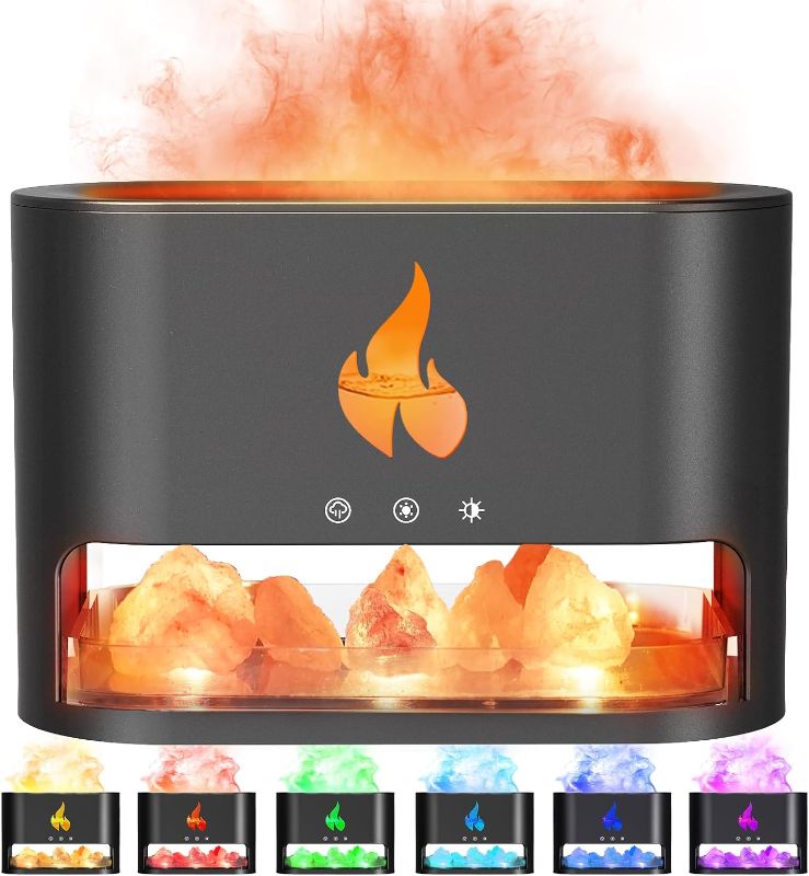 Photo 1 of YALEDI Fireplace Flame Diffuser, Aromatherapy Essential Oil Diffuser, 250ml Himalayan Salt Lamp Diffuser, Cool Mist Ultrasonic Humidifier for Bedroom,Office...
