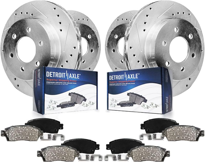 Photo 1 of Detroit Axle - Brake Kit for Silverado Sierra Suburban Yukon XL Avalanche 1500 Tahoe Escalade ESV EXT Replacement Front Rear Brakes Rotors Ceramic Brake Pads : 12 inch Front and 12.99 inch Rear Rotors
