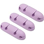 Photo 1 of MECCANIXITY 3pcs Cable Clips Cord Organizer for Desk, 4 Slots Silicone Adhesive Cord Holders Organizer Cable Management for USB Charging Cable, Purple
