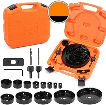 Photo 1 of HORUSDY 19pcs Hole Saw Kit, Hole Saw Set with Saw Blades 6"(152mm) -3/4" (19mm), Ideal for Soft Wood, PVC Board and More