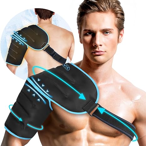 Photo 1 of REVIX XL 3D Sewing Shoulder Cold Pack for Better Coverage and Wear, Gel Ice Pack for Shoulder Rotator Cuff, AC Joint Pain, Bursitis, and Surgery. Hot Cold Compression Ice Shoulder Wrap for Men & Women