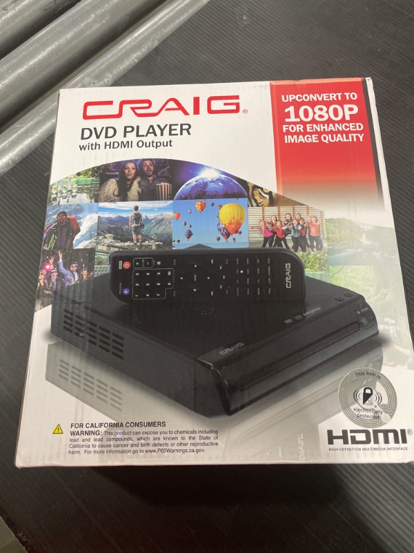 Photo 2 of Craig CVD401A Compact HDMI DVD Player with Remote in Black | Compatible with DVD-R/DVD-RW/JPEG/CD-R/CD-R/CD | Progressive Scan | Up-Convert to 1080p |