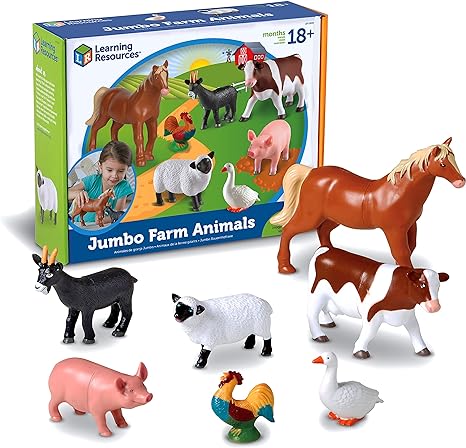 Photo 1 of Learning Resources Jumbo Farm Animals, Animal Toy Set for Toddlers, 7 Pieces, Ages 18 Mos+