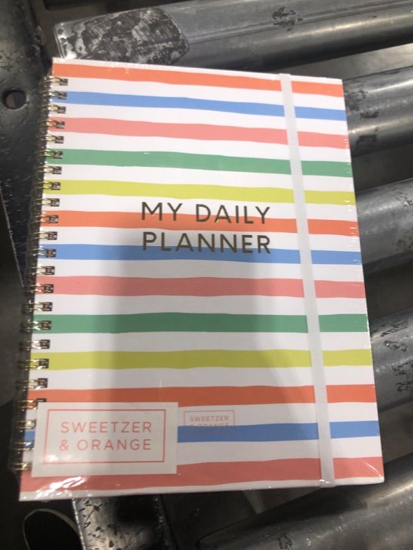 Photo 2 of S&O Undated Planner with Meal, A5 Habit & Routine Tracker, Daily To Do List-Daily Planner Goal Agenda Abstract Notebook Organizer for 2023, Students, College, Work, ADHD, Fitness, Productivity Candy Stripes