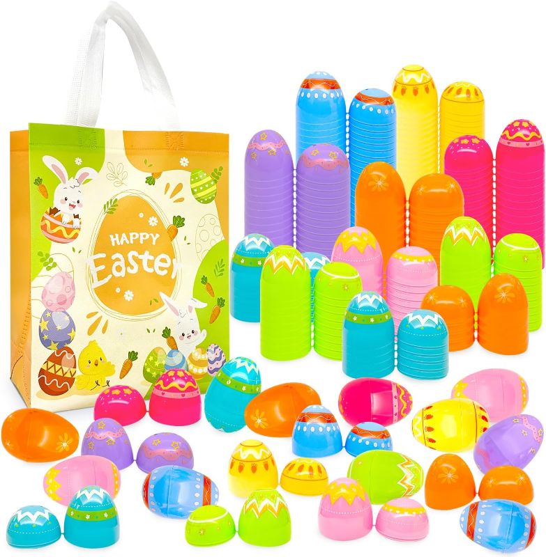 Photo 1 of  48Pcs 2.36" Painted Multicolorful Iridescent Easter Eggs for Kids Basket Bag Stuffers Fillers, Easter Hunt Game, Toys Filling Treats and Easter Theme Party Favor