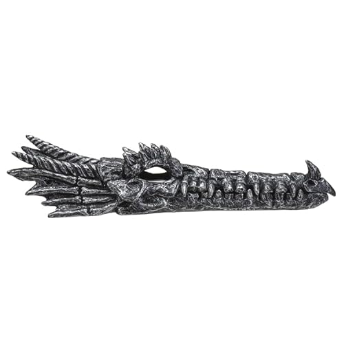 Photo 1 of Pacific Giftware Dragon Skull Incense Holder, 10.82-Inch Length, Silver