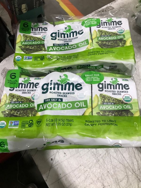 Photo 2 of 2 Pack -gimMe - Sea Salt & Avocado Oil - 6 Count - Organic Roasted Seaweed Sheets - Keto, Vegan, Gluten Free - Great Source of Iodine & Omega 3’s - Healthy On-The-Go Snack for Kids & Adults #2 Sea Salt & Avocado Oil