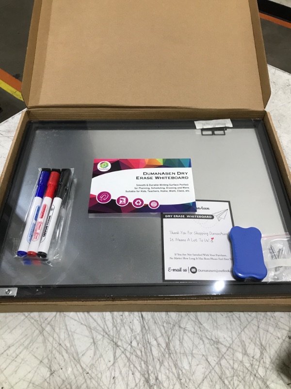 Photo 1 of DumanAsen Dry Erase Whiteboard, 12x16 Inches Small Magnetic Whiteboard for Wall,Portable Whiteboard for Home, Office, Includes 3 Markers, Eraser and Hanging Hardware,Aluminum Frame Black