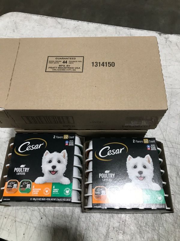 Photo 2 of 2 Pack -Cesar Wet Dog Food Filets in Gravy Poultry Lovers Variety Pack, (12) 3.5 oz. Trays