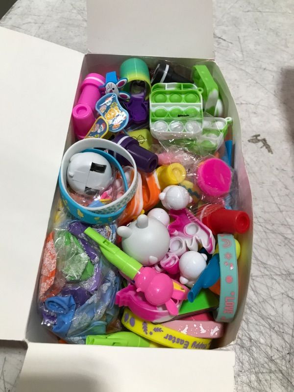 Photo 2 of 200 Pack Easter Egg Fillers Plus Bunny Basket, Easter Basket Stuffers for Kids Boys Girls, Easter Party Favors, Easter Egg Hunt, Easter Gift Goodie Bags Stuffers Filling Treats Classroom Prize