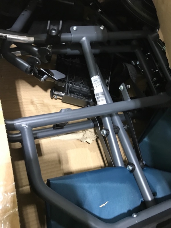 Photo 2 of Medline Transport Wheelchair with Lightweight Steel Frame, Folding Chair is Portable, Large 12 inch Back Wheels, 19 inch Wide Seat, Teal