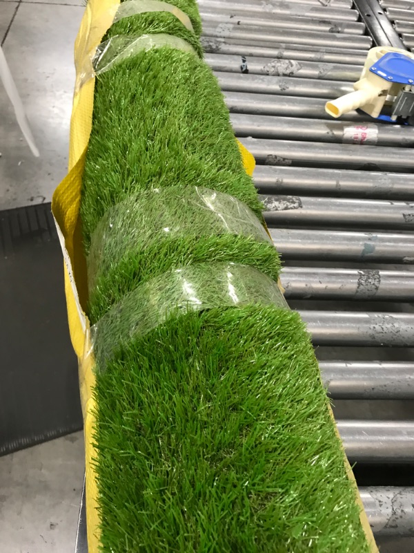 Photo 2 of NINXANG Artificial Grass Rug Outdoor Indoor 4FTX10FT Fake Grass Carpet Green Synthetic Grass Turf 1.38 Inch Realistic Faux Grass Rug with Drain Holes for Garden Lawn Landscape Balcony Home Decor