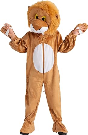 Photo 1 of Dress Up America Lion Mascot Costume for Adults and Teens - Plush Lion Costume Set One Size Brown
