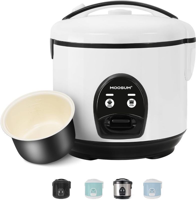 Photo 1 of Electric Rice Cooker with One Touch for Asian Japanese Sushi Rice, 5-cup Uncooked, Fast&Convenient Cooker with Steamer, Removable Inner Cover and Auto Warmer, White